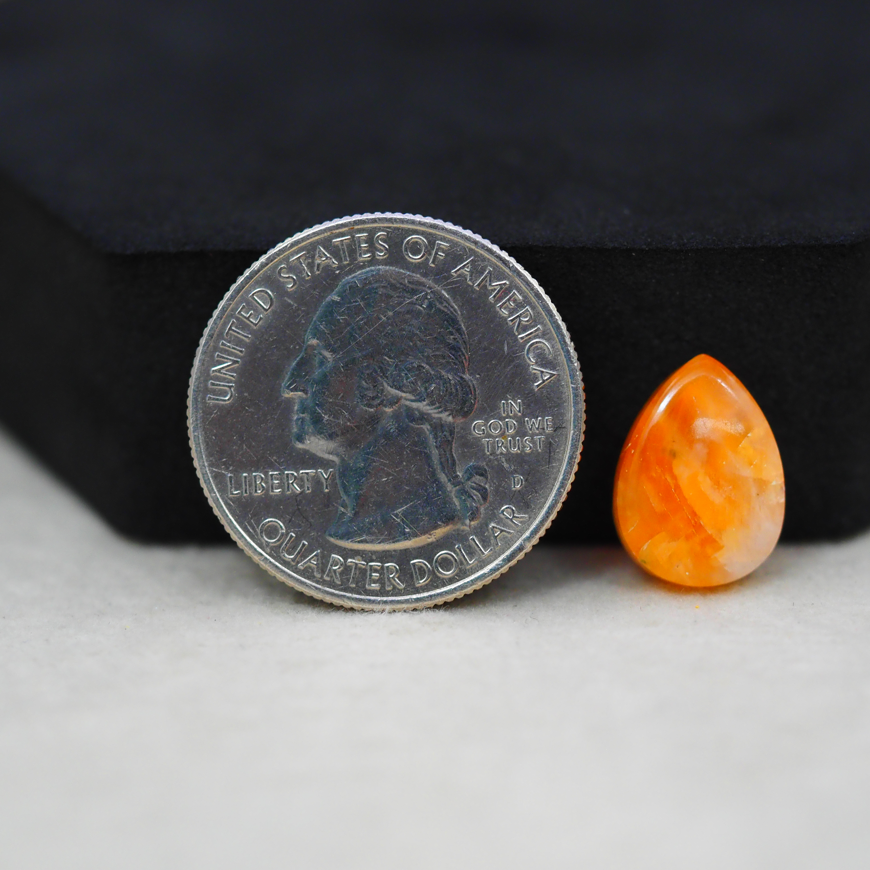 Natural Orange Calcite Pear Cabochon 14x10mm 5.5ct - warm honey-orange - Pedra Gems.