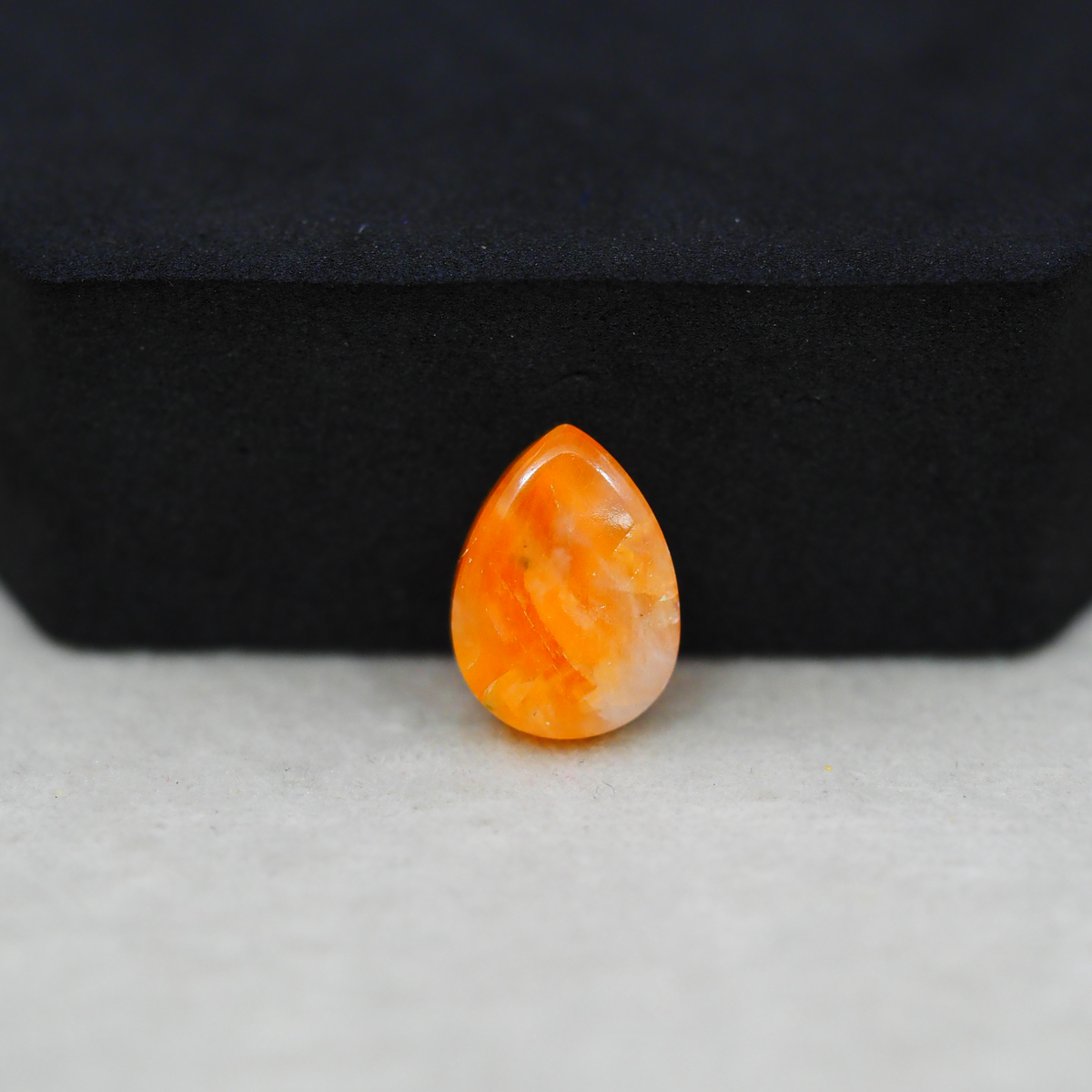 Natural Orange Calcite Pear Cabochon 14x10mm 5.5ct - warm honey-orange - Pedra Gems.