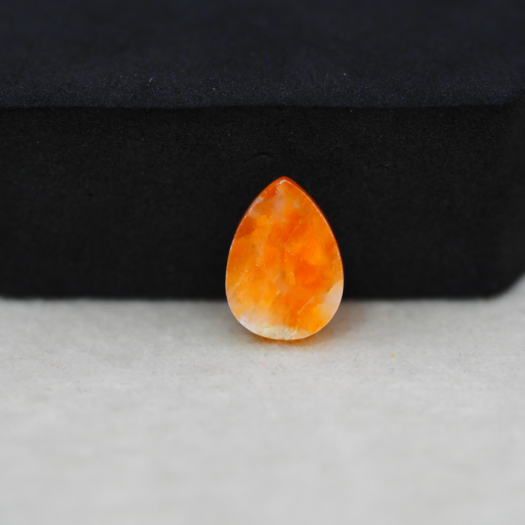 Natural Orange Calcite Pear Cabochon 14x10mm 5.5ct - warm honey-orange - Pedra Gems.