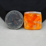 Natural Orange Calcite Square Cabochon 23x22mm 26ct - warm honey-orange - Pedra Gems.