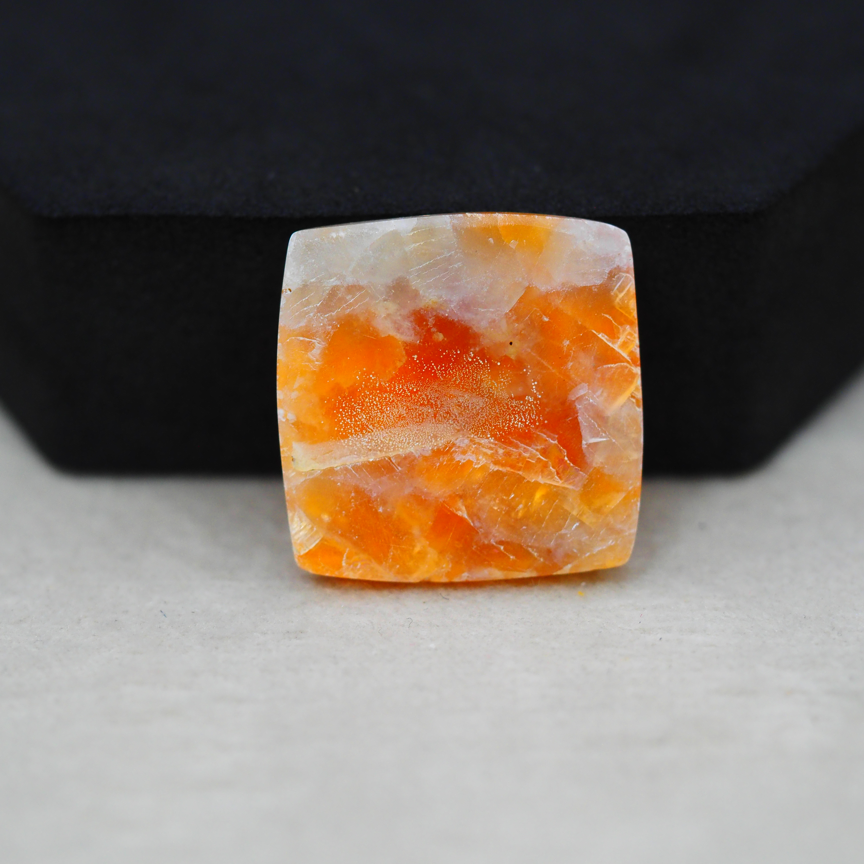Natural Orange Calcite Square Cabochon 23x22mm 26ct - warm honey-orange - Pedra Gems.