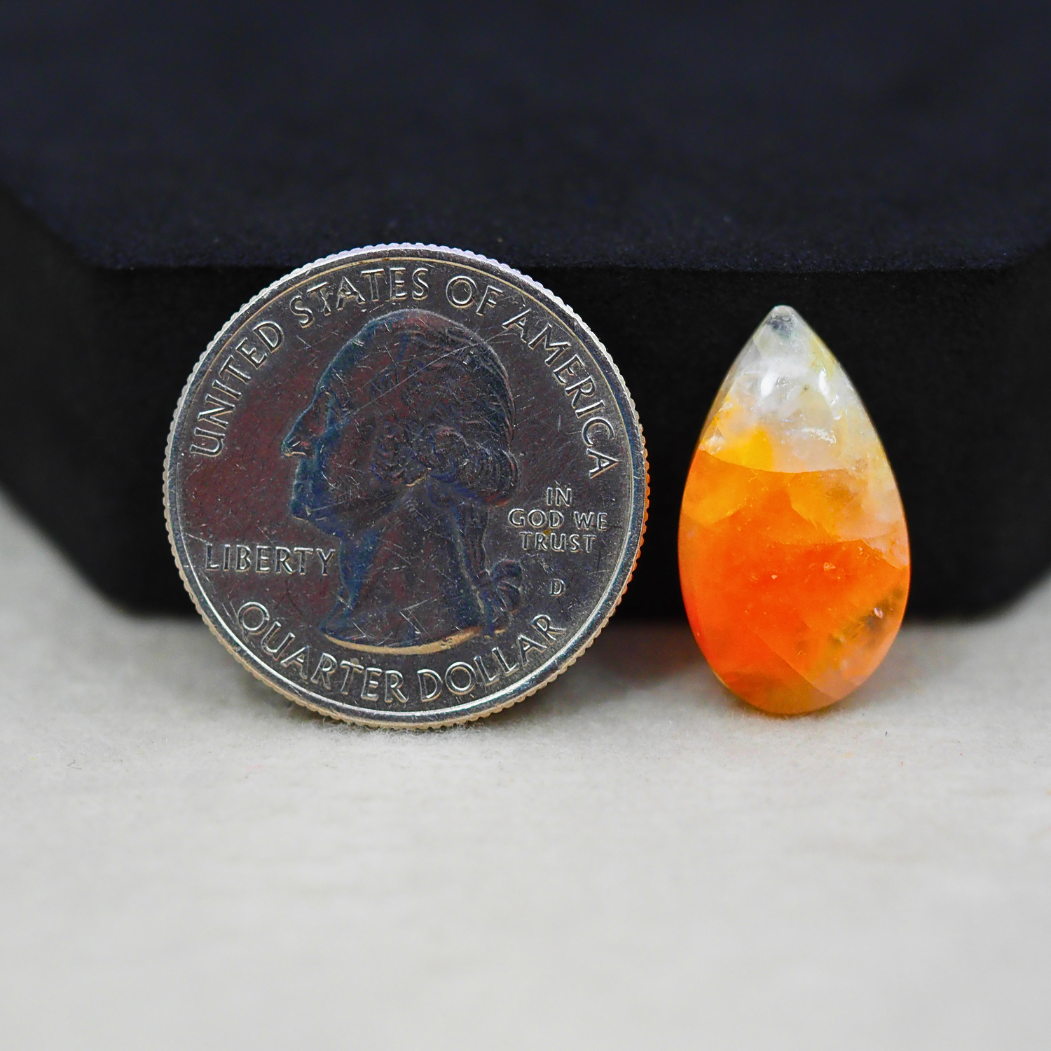 Natural Orange Calcite Pear Cabochon 20x12mm 7.5ct - warm honey-orange - Pedra Gems.