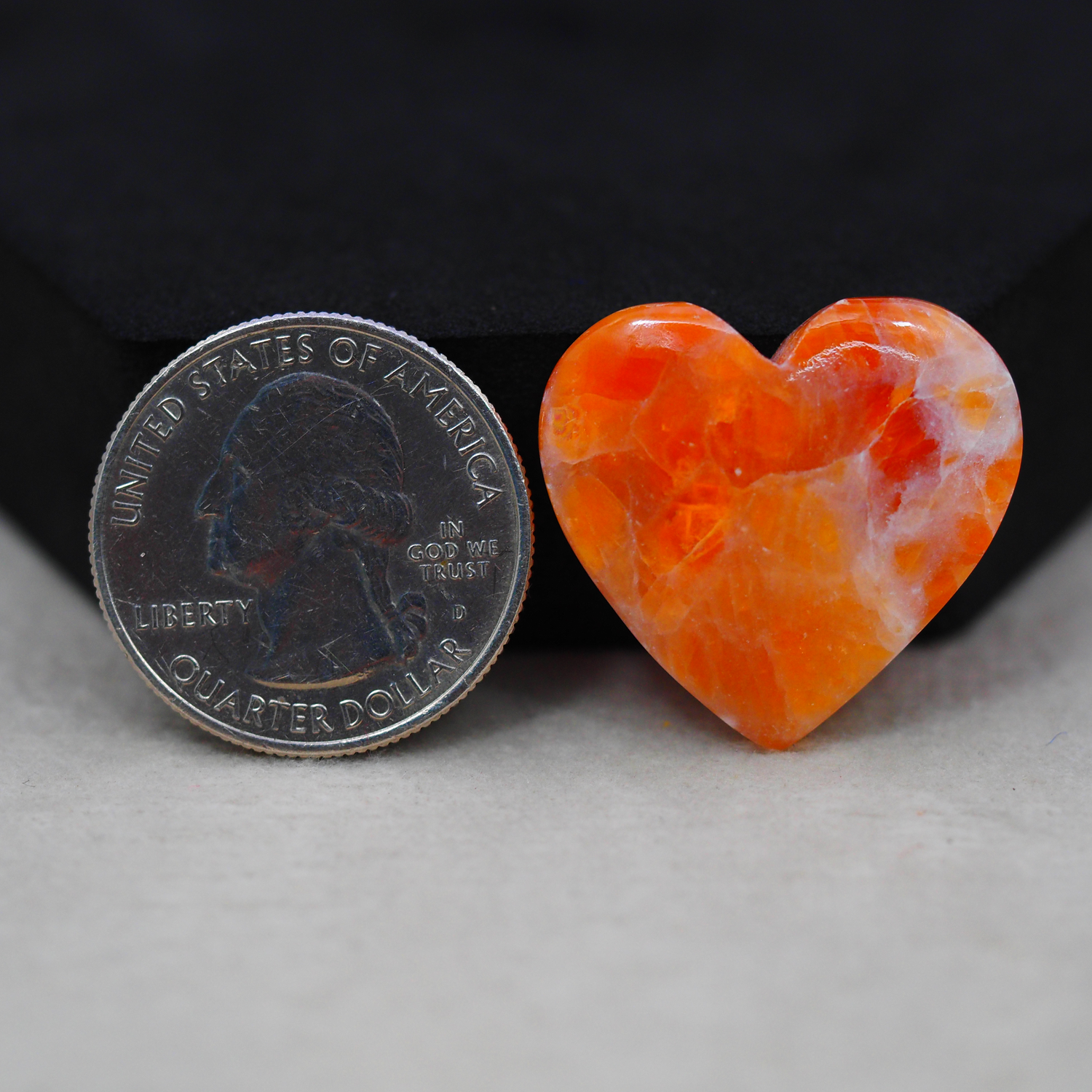 Natural Orange Calcite Heart Cabochon 24x26mm 26ct - warm honey-orange - Pedra Gems.
