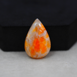Natural Orange Calcite Pear Cabochon 27x18mm 22.5ct - warm honey-orange - Pedra Gems.