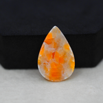 Natural Orange Calcite Pear Cabochon 27x18mm 22.5ct - warm honey-orange - Pedra Gems.