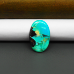 Mohave Turquoise & White Buffalo Oval Cabochon 21x14mm 8ct - Blue and Green with Black Wedge - Pedra Gems