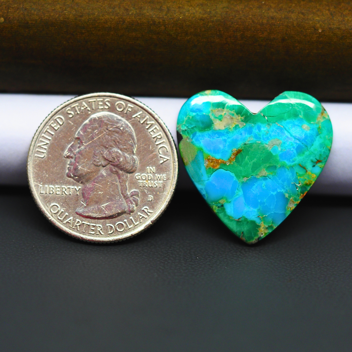 Mohave Turquoise & White Buffalo Cabochon 24x24mm 16.5ct Heart