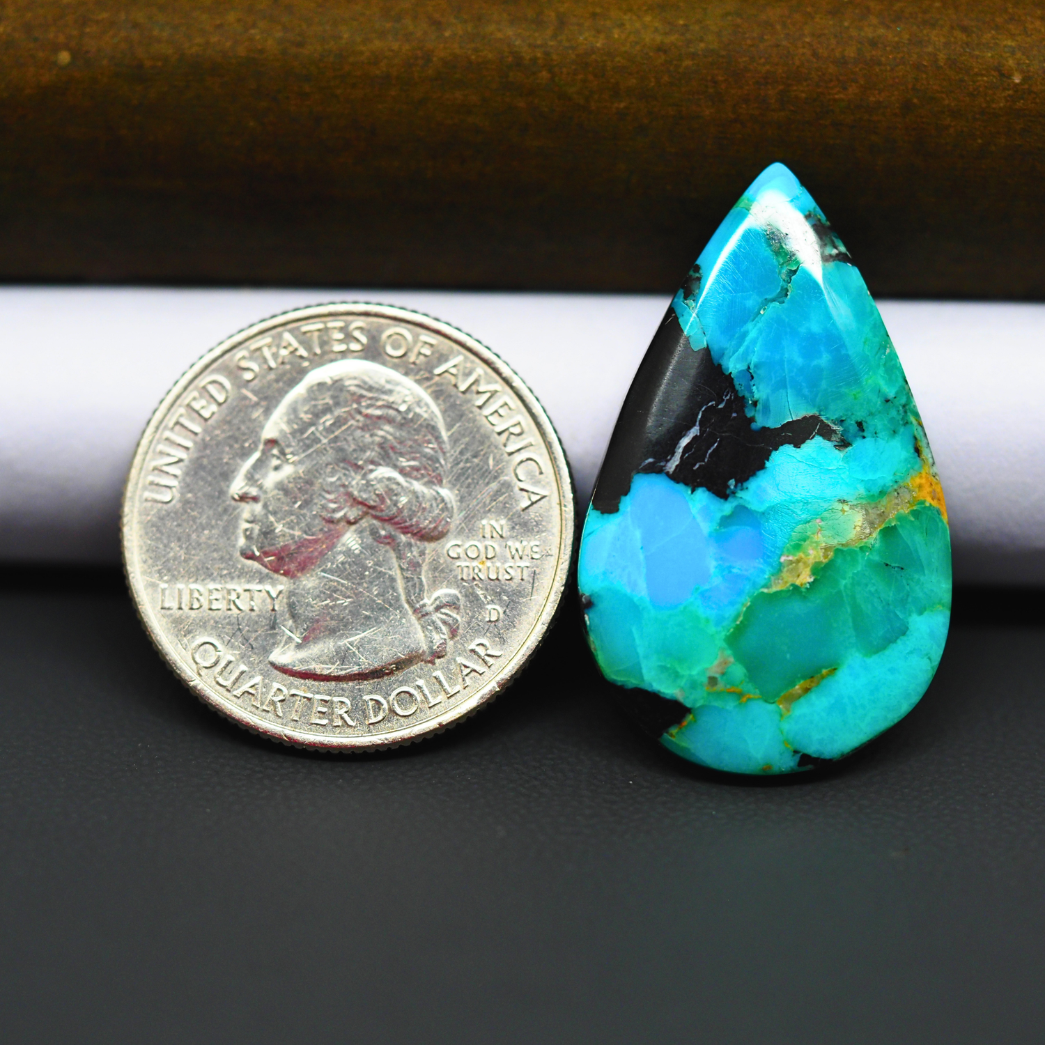 Mohave Turquoise & White Buffalo Cabochon 32x18mm 16.5ct Pear