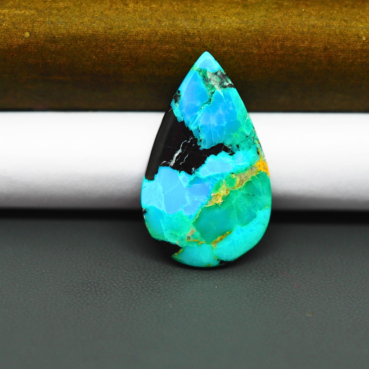 Mohave Turquoise & White Buffalo Cabochon 32x18mm 16.5ct Pear
