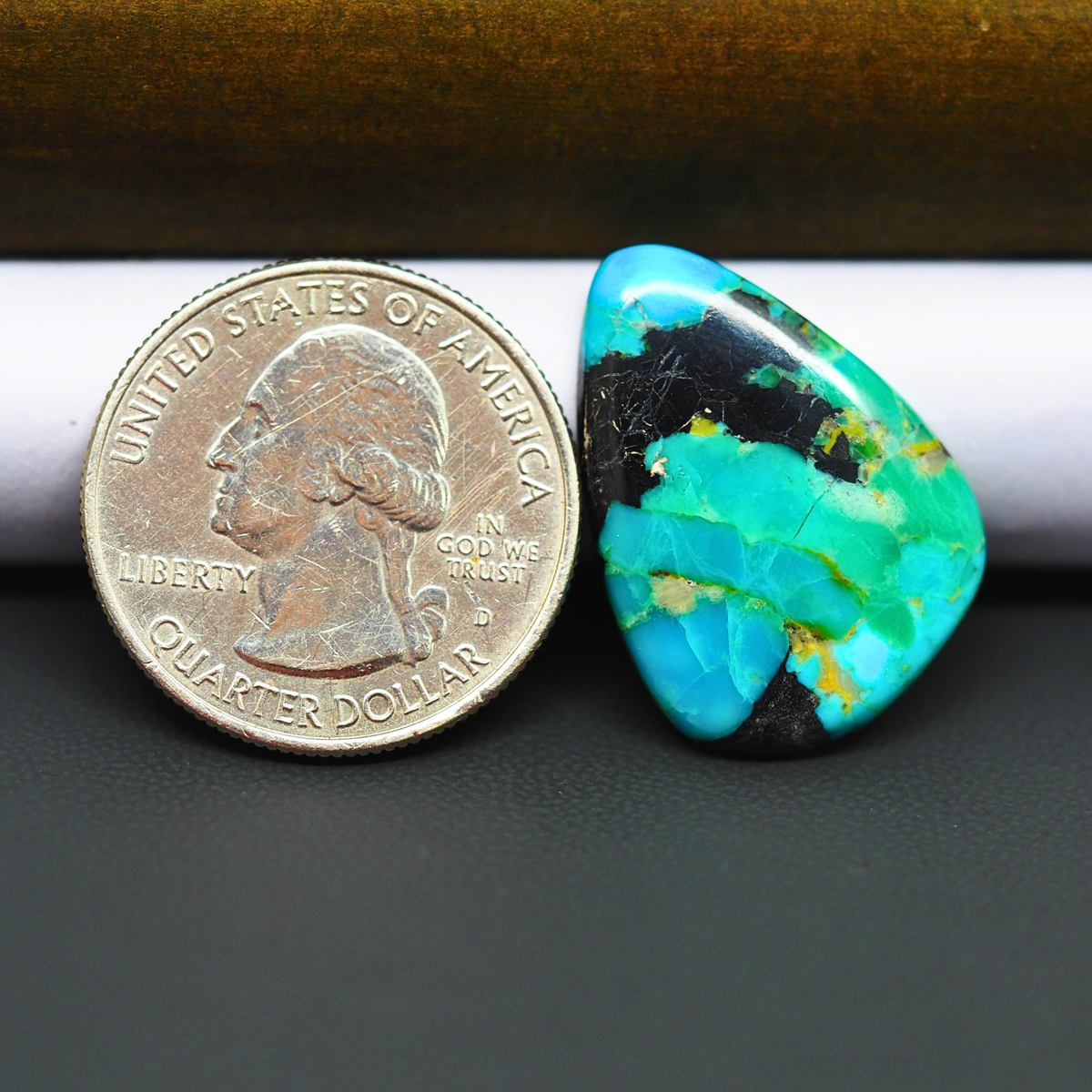 Mohave Turquoise & White Buffalo Cabochon 26x18mm 12.5ct Freeform
