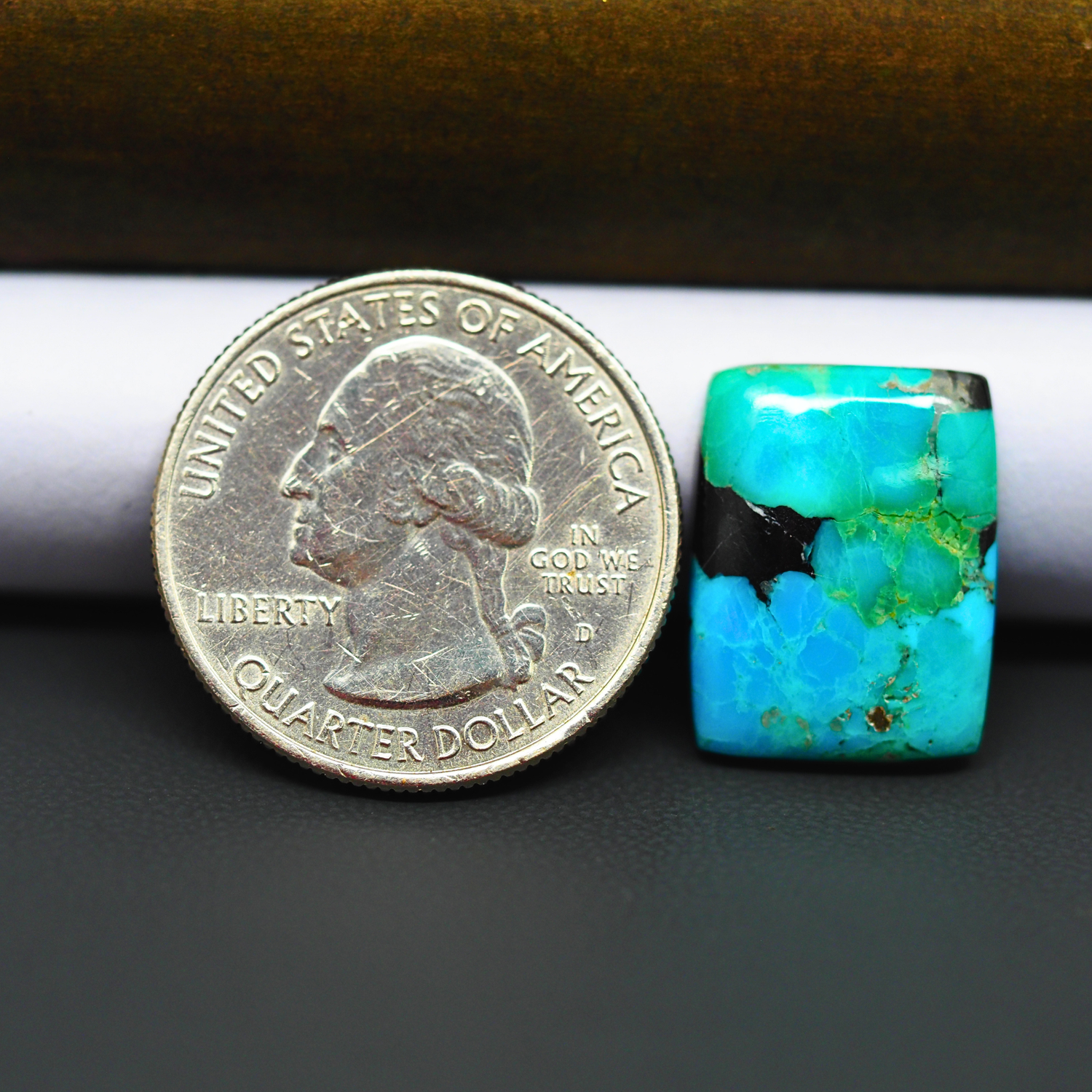 Mohave Turquoise & White Buffalo Cabochon 18x14mm 8.5ct Cushion
