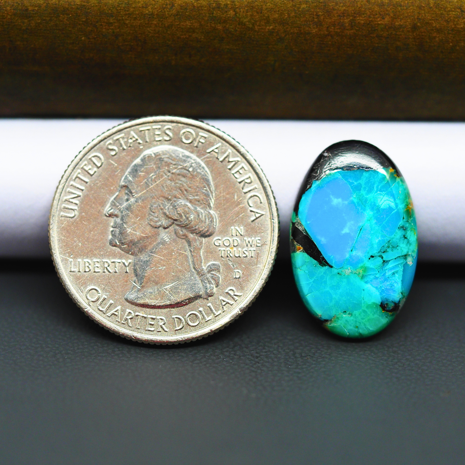 Mohave Turquoise & White Buffalo Cabochon 20x13mm 7.5ct Oval