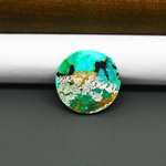 Mohave Turquoise & White Buffalo Round Cabochon 19x19mm 9ct - Blue and Green with Black Wedge - Pedra Gems