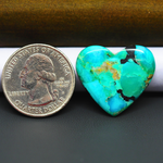 Mohave Turquoise & White Buffalo Heart Cabochon 22x26mm 16.5ct - Blue and Green with Black Band - Pedra Gems