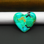 Mohave Turquoise & White Buffalo Heart Cabochon 22x26mm 16.5ct - Blue and Green with Black Band - Pedra Gems