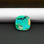 Mohave Turquoise & White Buffalo Cushion Cabochon 15x15mm 7.5ct - Blue and Green with Black Band - Pedra Gems