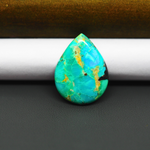 Mohave Turquoise & White Buffalo Pear Cabochon 24x19mm 12.5ct - Green and Blue with Golden Matrix - Pedra Gems