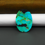 Mohave Turquoise & White Buffalo Oval Cabochon 28x13mm 16.5ct - Blue with Black Tip - Pedra Gems