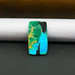 Natural Mohave Turquoise & White Buffalo Rectangle Cabochon 21x12mm 10ct - Black and Blue - Pedra Gems