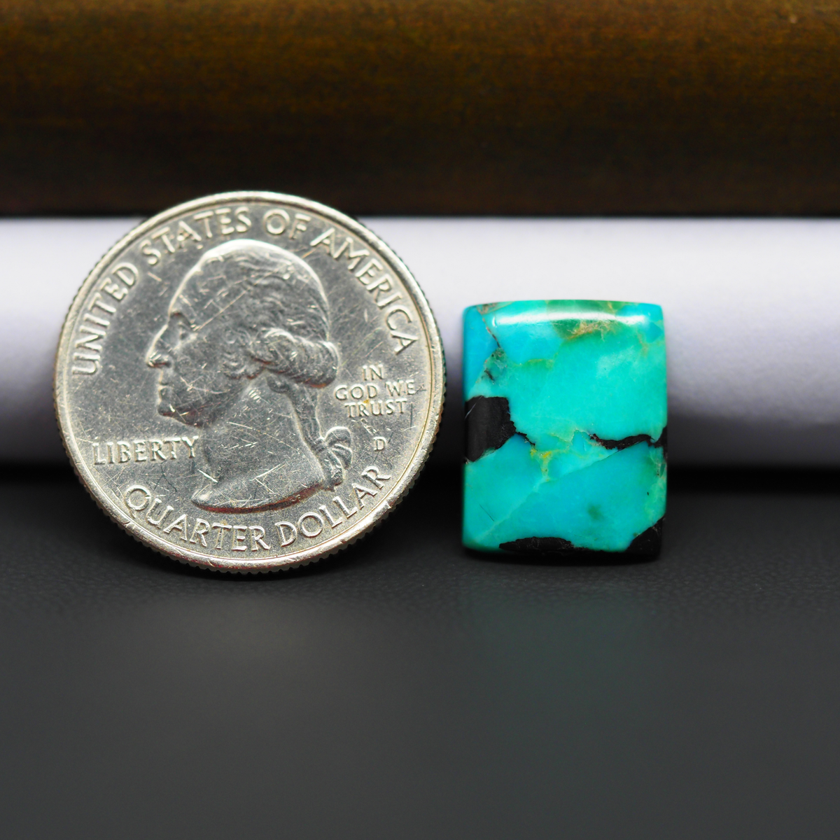 Natural Mohave Turquoise & White Buffalo Cushion Cabochon 15x12mm 6ct - Blue and Green - Pedra Gems