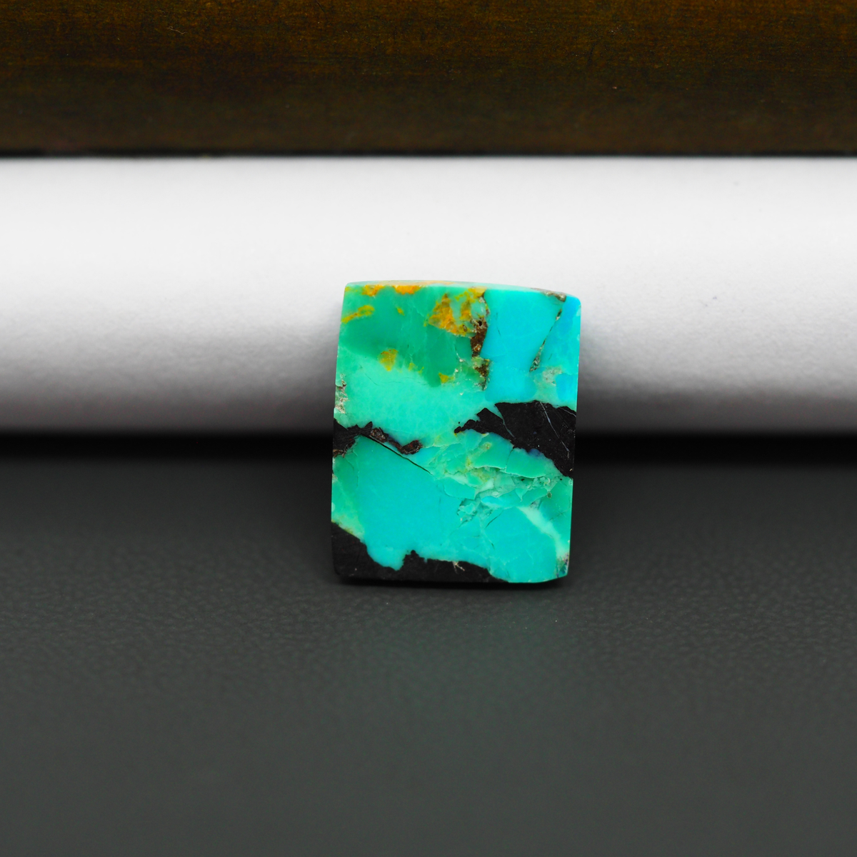 Natural Mohave Turquoise & White Buffalo Cushion Cabochon 15x12mm 6ct - Blue and Green - Pedra Gems