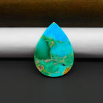 Natural Mohave Turquoise & White Buffalo Pear Cabochon 26x18mm 13ct - Blue and Green - Pedra Gems