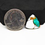 Natural Turquoise & White Buffalo Trillion Cabochon 16x16mm 8ct - White with Green Turquoise and Golden Matrix - Pedra Gems