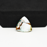 Natural Turquoise & White Buffalo Trillion Cabochon 16x16mm 8ct - White with Green Turquoise and Golden Matrix - Pedra Gems