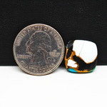 Natural Turquoise & White Buffalo Cushion Cabochon 15x15mm 9.5ct - White with Blue-Green Turquoise Black Onyx and Golden Matrix - Pedra Gems