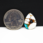Natural Turquoise & White Buffalo Pear Cabochon 16x14mm 8.5ct - White with Teal Turquoise and Golden Matrix - Pedra Gems