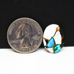 Natural Turquoise & White Buffalo Oval Cabochon 19x15mm 11ct - White with Bold Blue-Green Turquoise and Golden Matrix - Pedra Gems