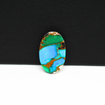Natural Turquoise & White Buffalo Oval Cabochon 18x12mm 7.5ct - White with Green Turquoise and Golden Matrix - Pedra Gems