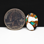 Natural Turquoise & White Buffalo Oval Cabochon 20x13mm 8.5ct - White with Teal-Blue Turquoise and Golden Matrix - Pedra Gems