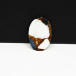 Natural Turquoise & White Buffalo Oval Cabochon 20x13mm 8.5ct - White with Teal-Blue Turquoise and Golden Matrix - Pedra Gems