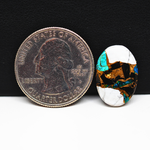 Natural Turquoise & White Buffalo Oval Cabochon 18x13mm 6.5ct - White with Blue-Green Turquoise Black Onyx and Golden Matrix - Pedra Gems