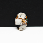 Natural Turquoise & White Buffalo Oval Cabochon 18x13mm 6.5ct - White with Blue-Green Turquoise Black Onyx and Golden Matrix - Pedra Gems