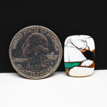Natural Turquoise & White Buffalo Cushion Cabochon 19x14mm 10.5ct - White with Blue-Green Turquoise and Golden Matrix - Pedra Gems