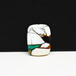 Natural Turquoise & White Buffalo Cushion Cabochon 19x14mm 10.5ct - White with Blue-Green Turquoise and Golden Matrix - Pedra Gems