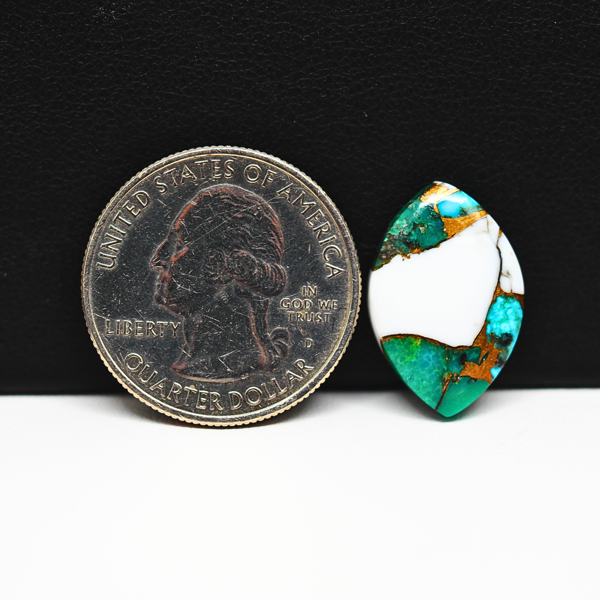 Turquoise & White Buffalo Cabochon 20x13mm 8.5ct Marquise – Kingman, Arizona