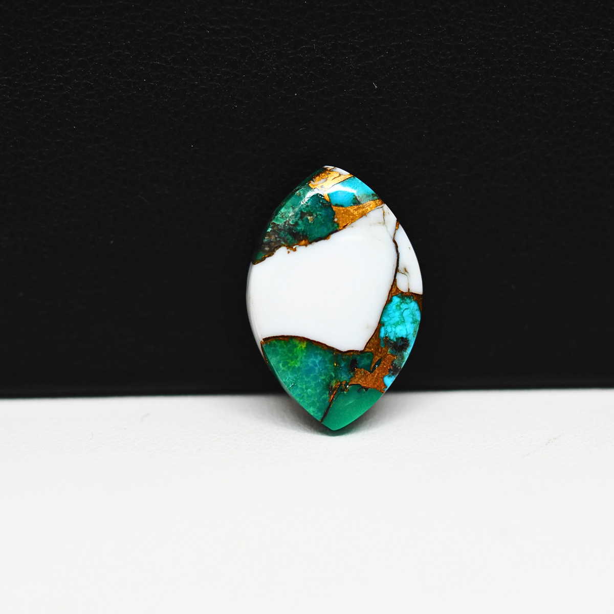 Turquoise & White Buffalo Cabochon 20x13mm 8.5ct Marquise – Kingman, Arizona