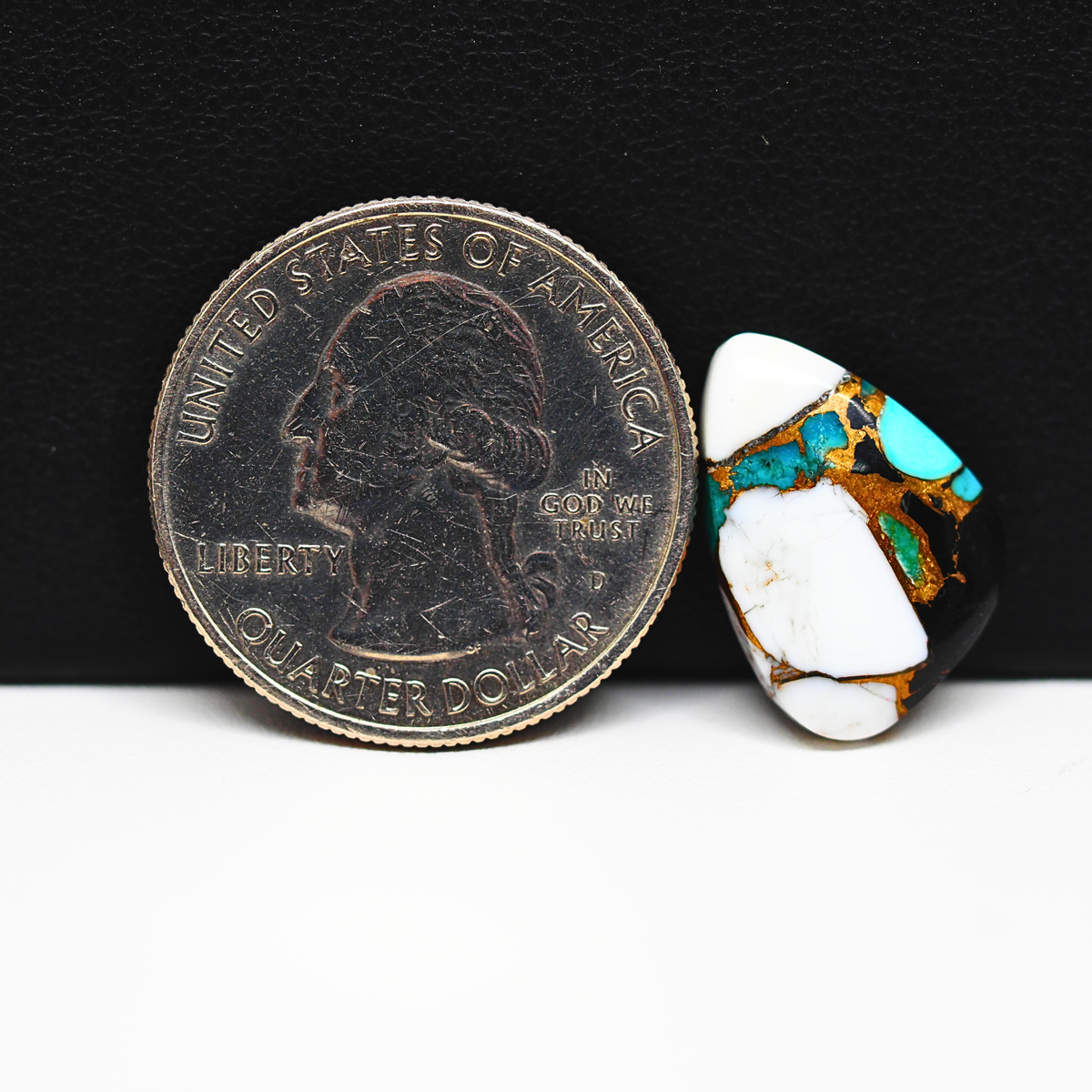 Turquoise & White Buffalo Cabochon 17x12mm 7ct Freeform – Kingman, Arizona