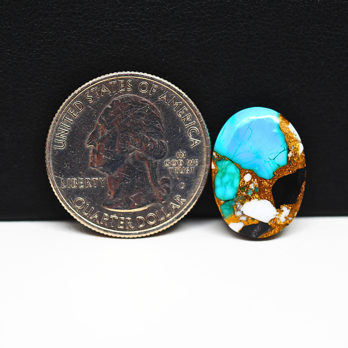 Turquoise & White Buffalo Cabochon 19x13mm 9.5ct Oval – Kingman, Arizona