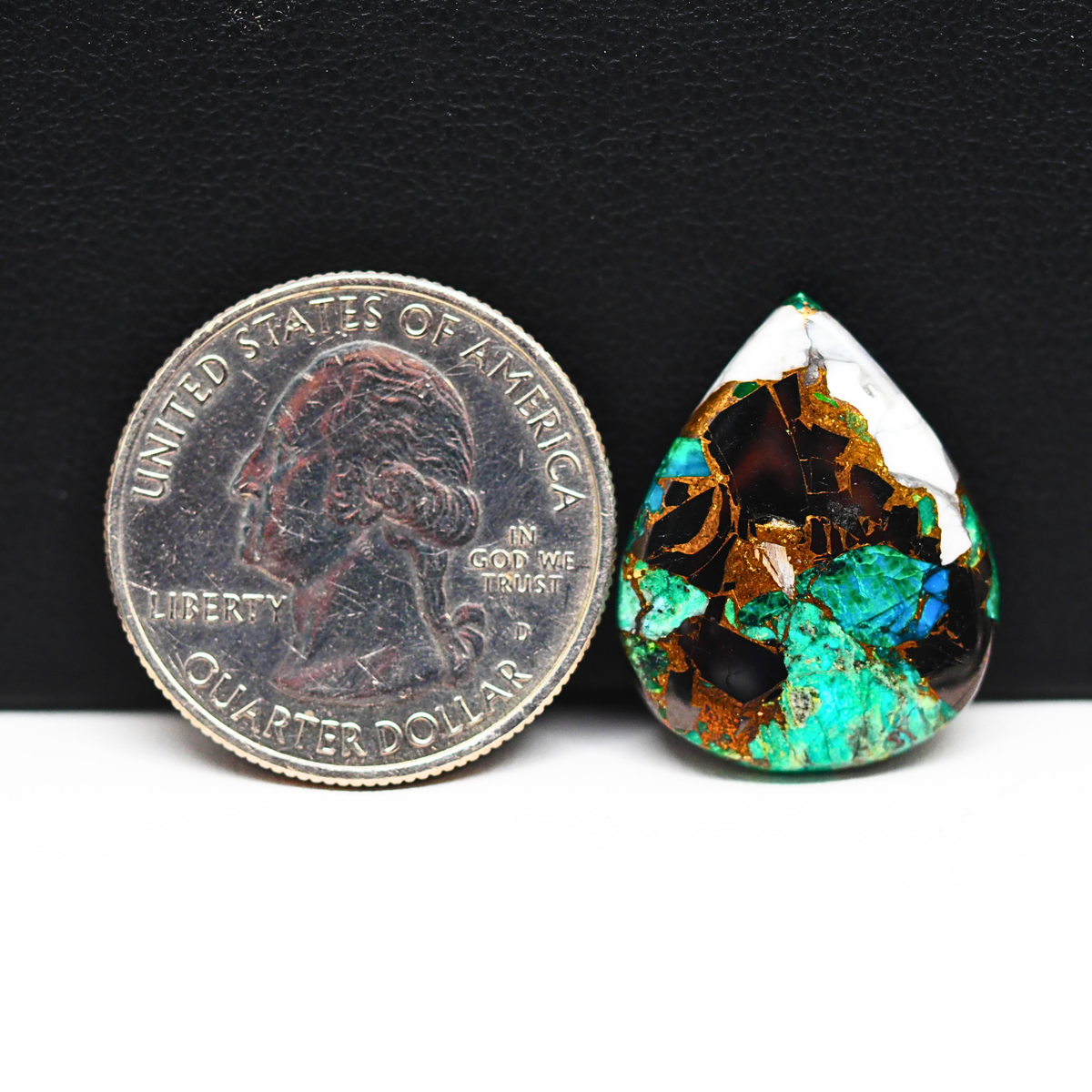 Turquoise & White Buffalo Cabochon 22x18mm 11.5ct Pear – Kingman, Arizona