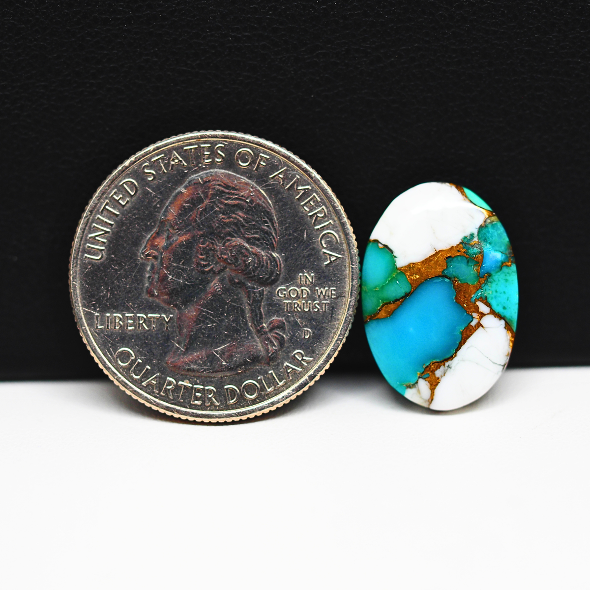 Turquoise & White Buffalo Cabochon 19x13mm 9ct Oval – Kingman, Arizona