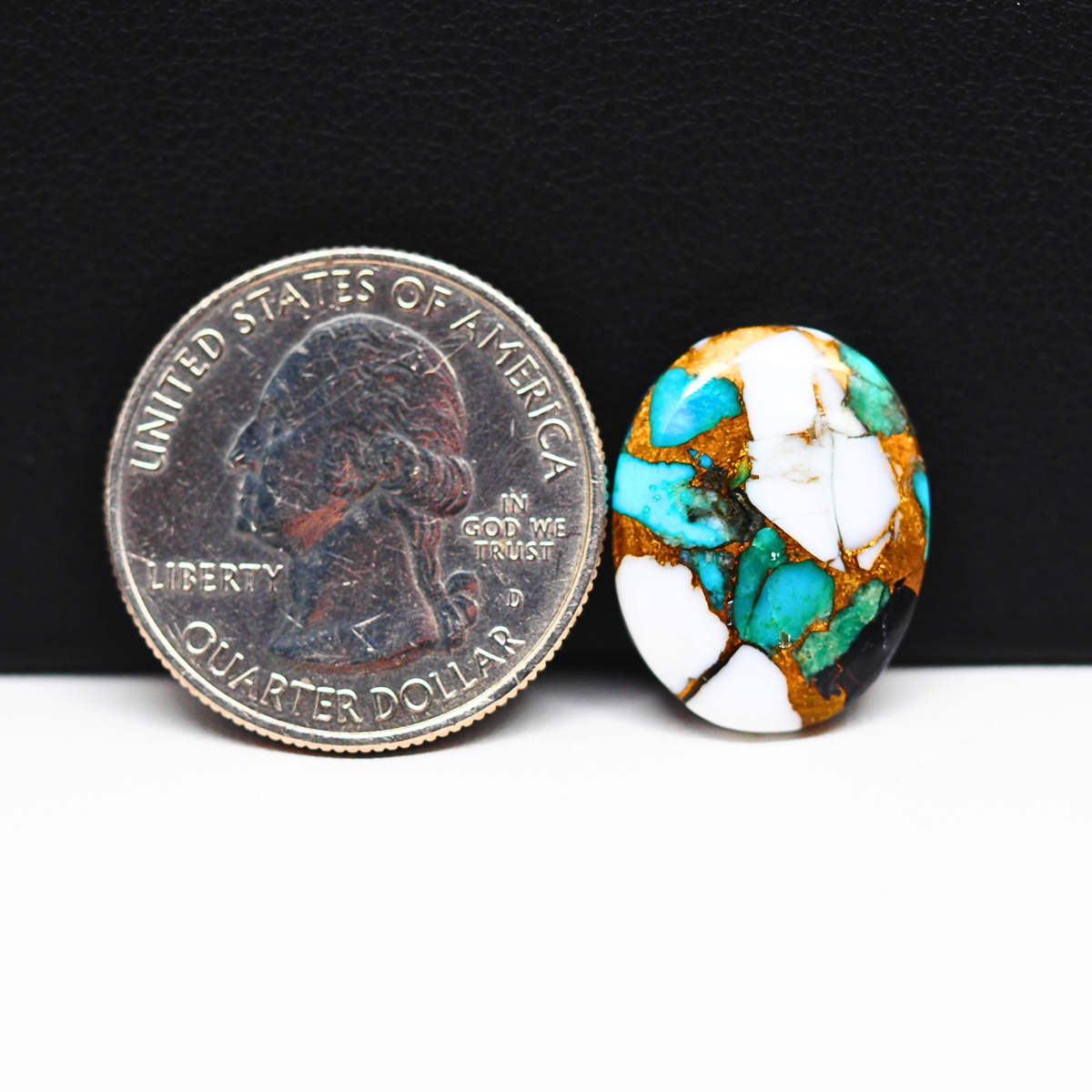 Turquoise & White Buffalo Cabochon 20x15mm 11ct Oval – Kingman, Arizona