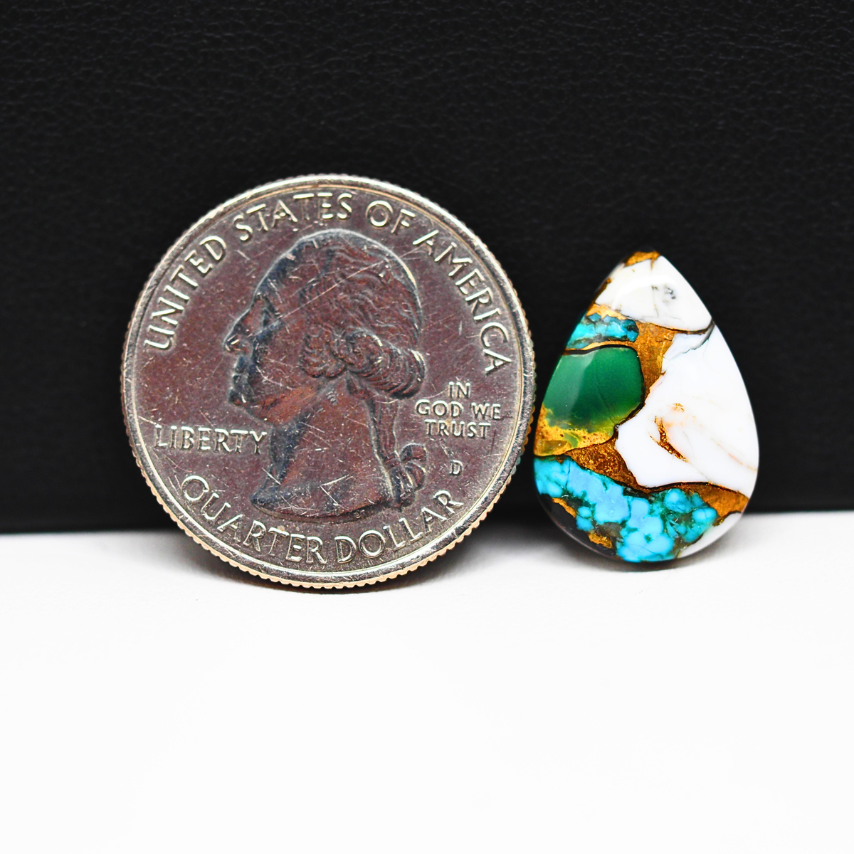 Turquoise & White Buffalo Cabochon 13x13mm 8ct Pear – Kingman, Arizona