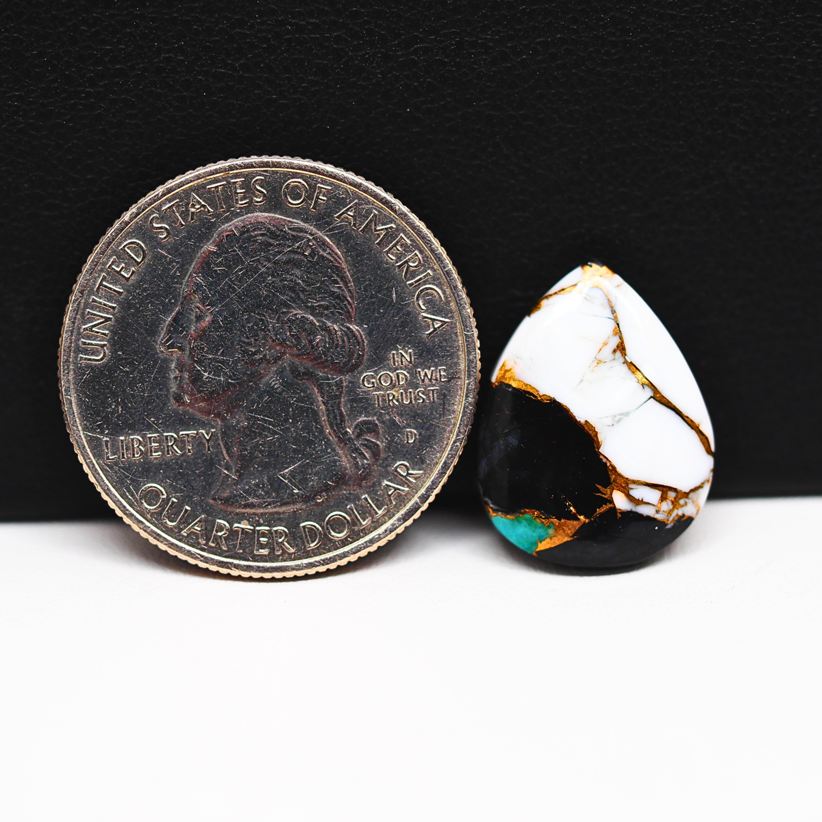 Turquoise & White Buffalo Cabochon 18x14mm 7ct Pear – Kingman, Arizona
