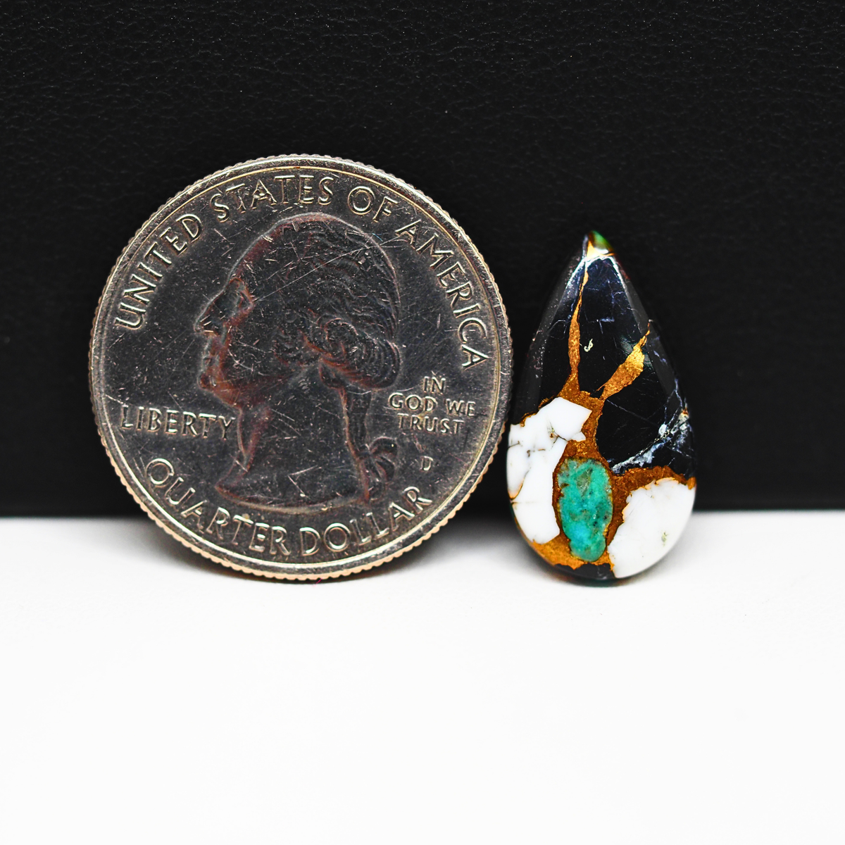 Turquoise & White Buffalo Cabochon 20x11mm 6.5ct Pear – Kingman, Arizona