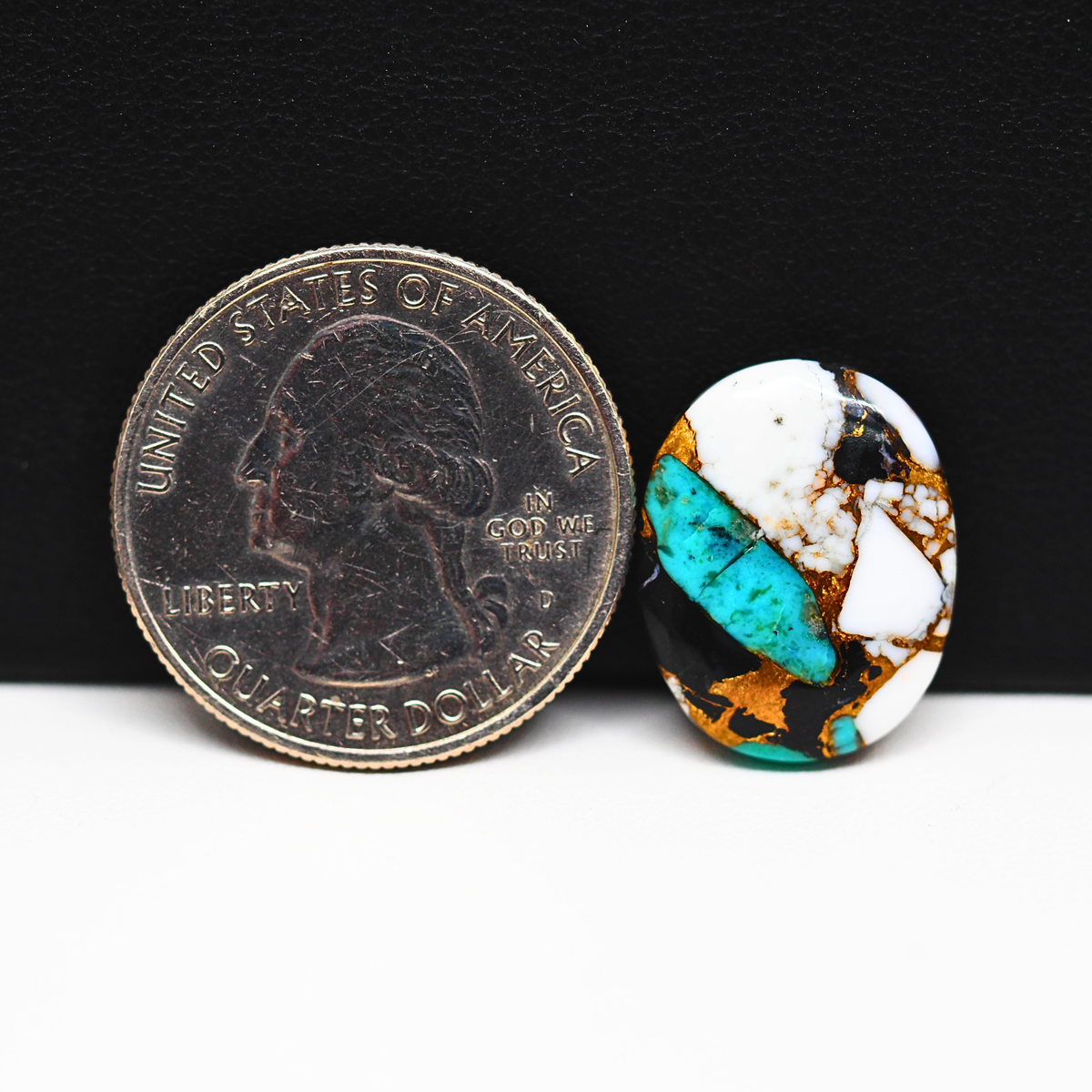 Turquoise & White Buffalo Cabochon 18x9mm 10.5ct Oval – Kingman, Arizona