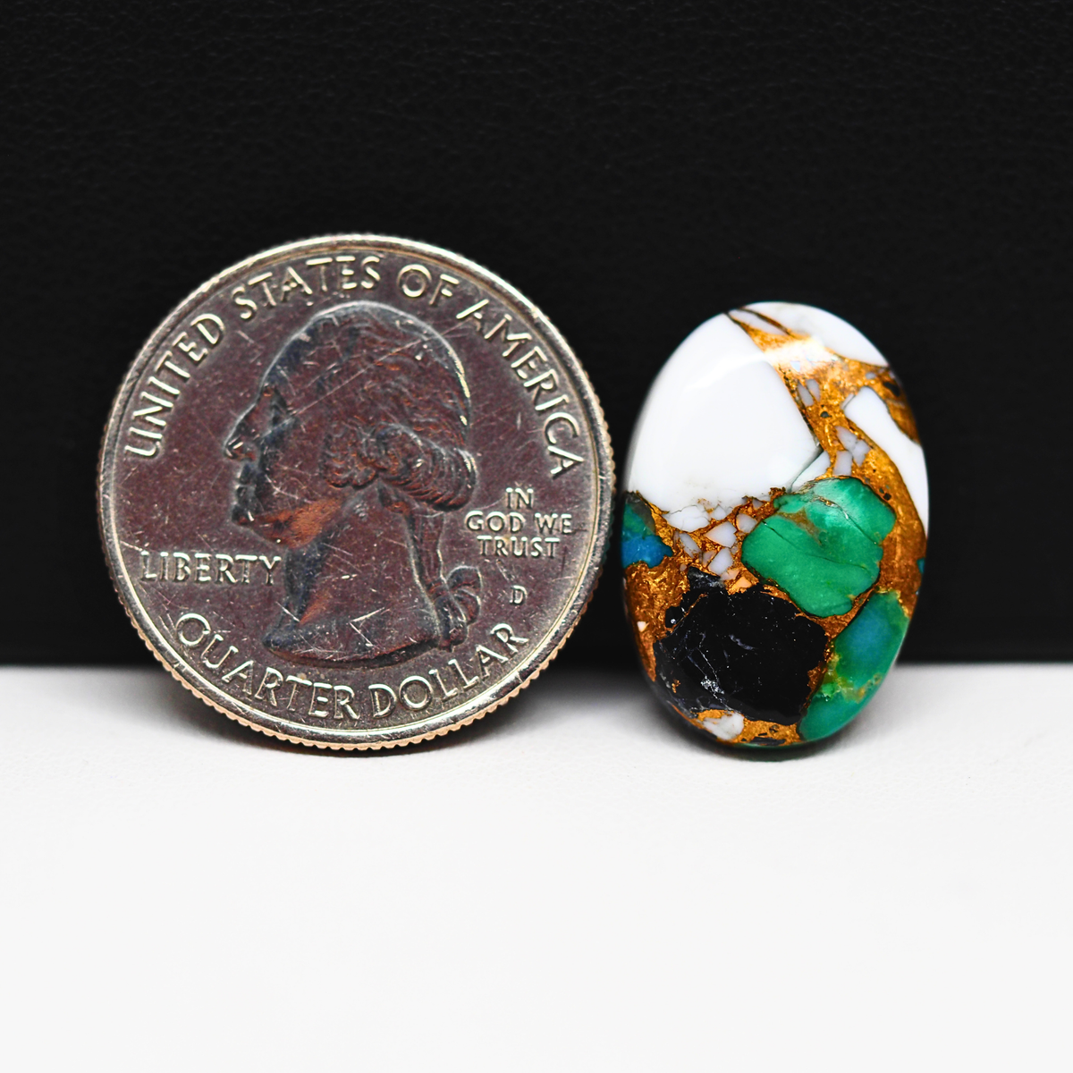 Turquoise & White Buffalo Cabochon 21x14mm 11.5ct Oval – Kingman, Arizona